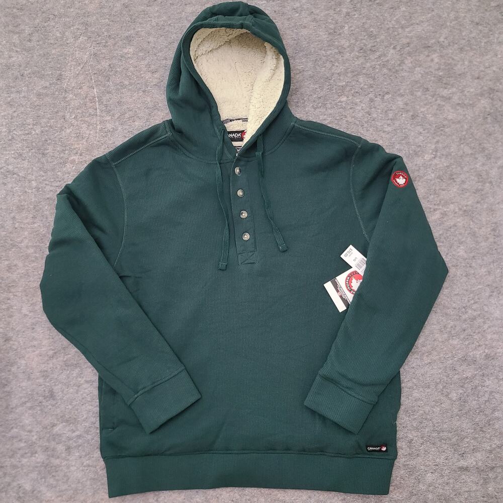NWT Weathergear Hoodie Mens Large Soft Corduroy Sherpa Henley Canada